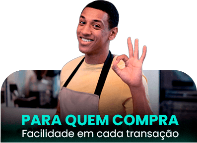 Vendendor fazendo sinal de ok com as mãos